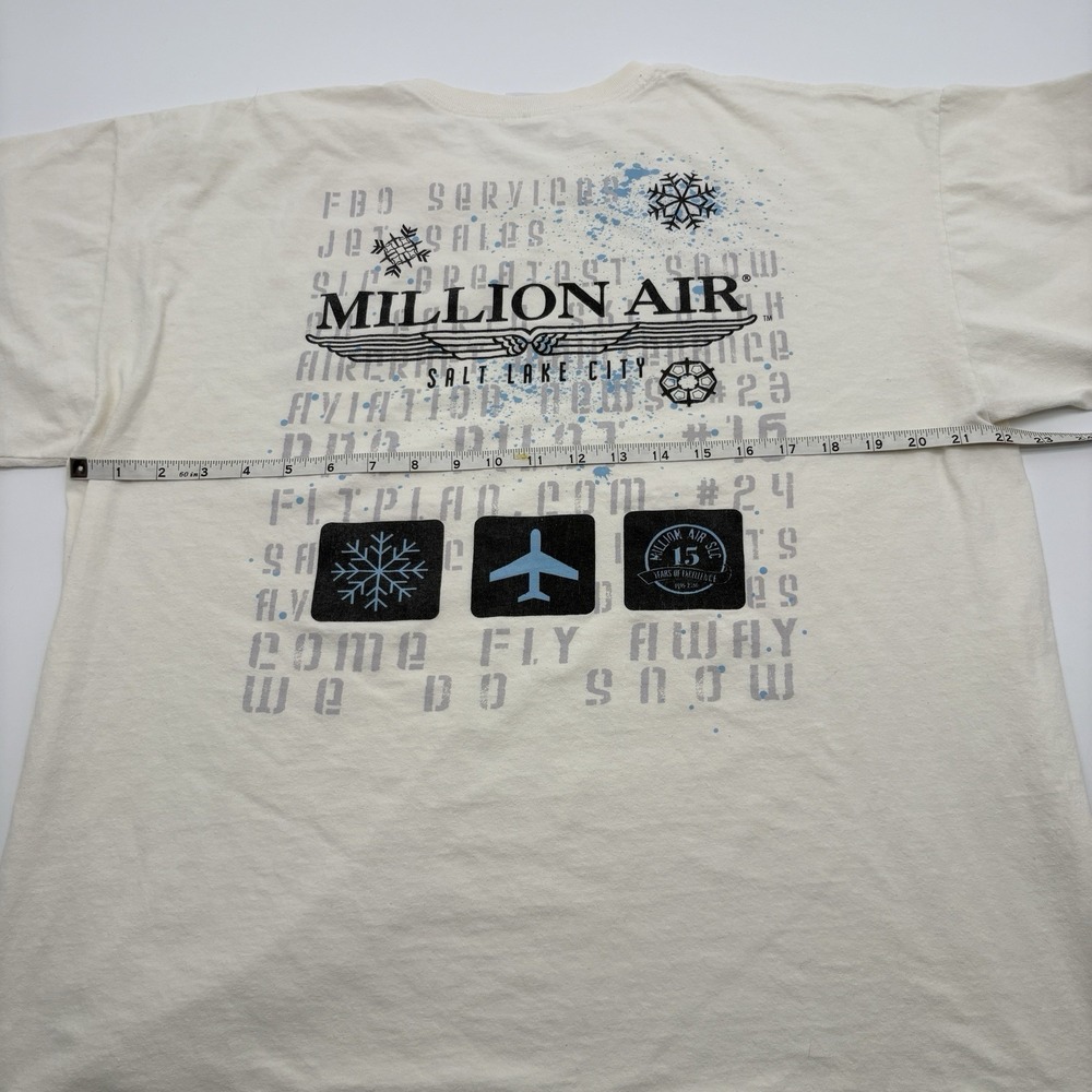 2010 Million Air SLC Aviation T Shirt Mens XL Salt Lake City Pilot Off White - Picture 11 of 13